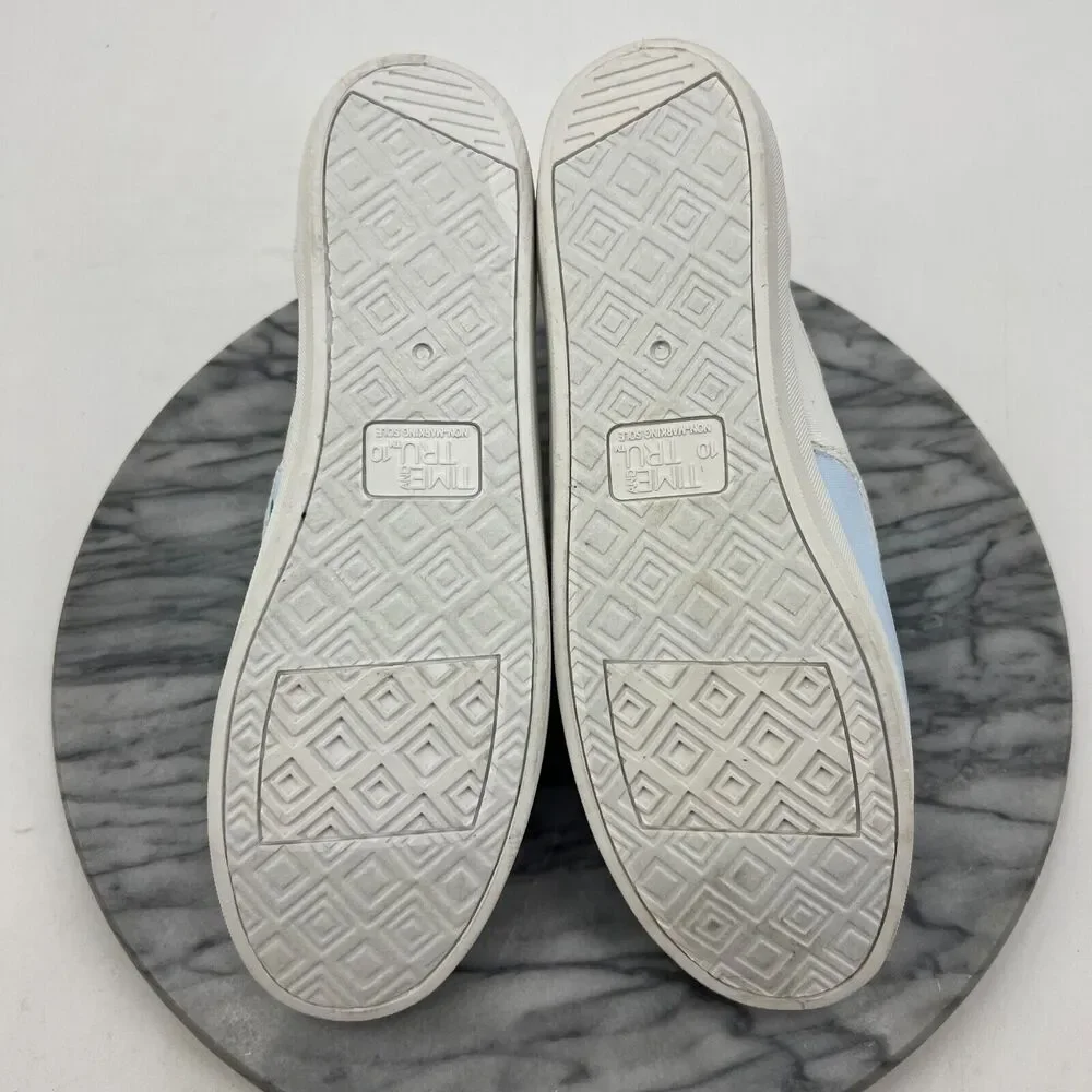 Time and Tru Disney Best Day Ever Sneaker Women 10 White Canvas Laceless Low Top